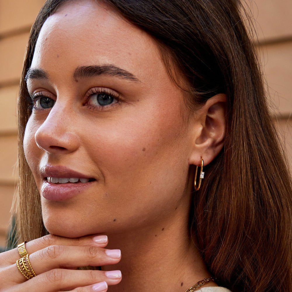 Diana gullfargede hoops med krystall – bilde 4