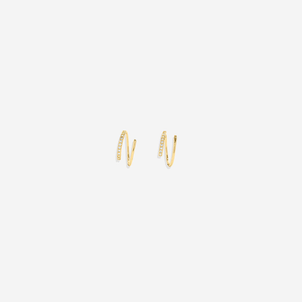 Double Loop Huggie Hoop Earrings