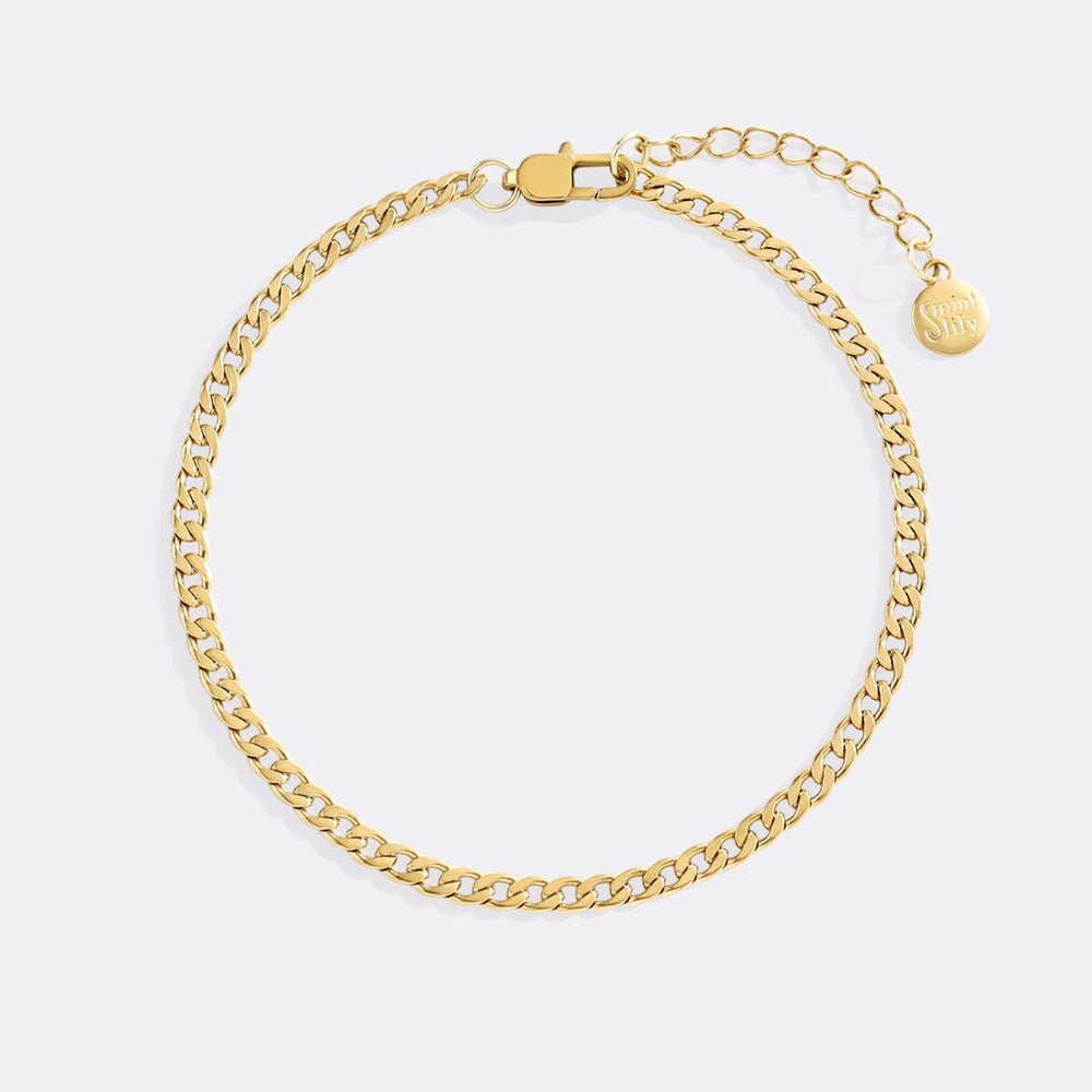 Tynt gullfarget 3 mm Cuban link-armbånd – bilde 2