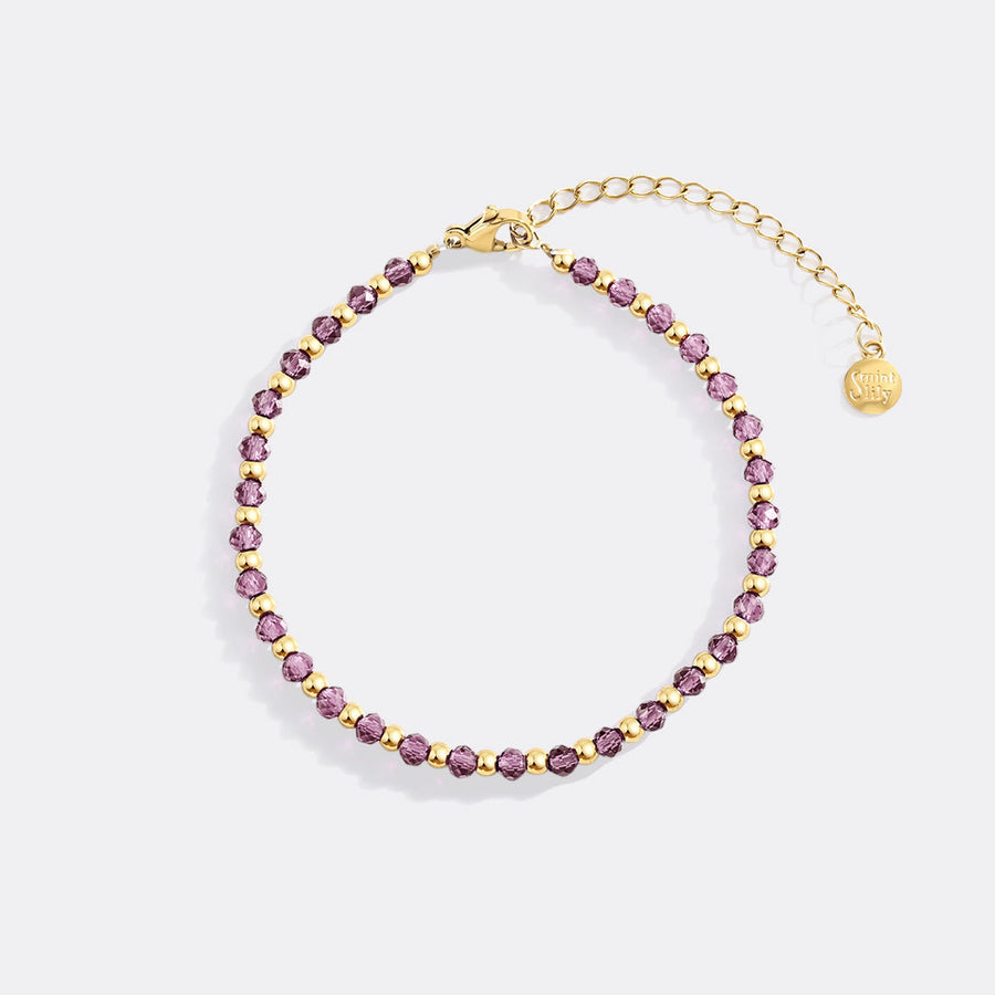 Armbånd med gullperler og månedsstein – bilde 8