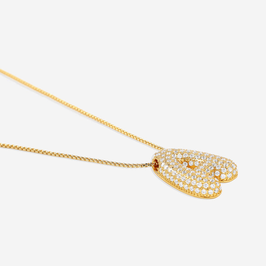 Pavé initialhalsband med bubbelbokstav
