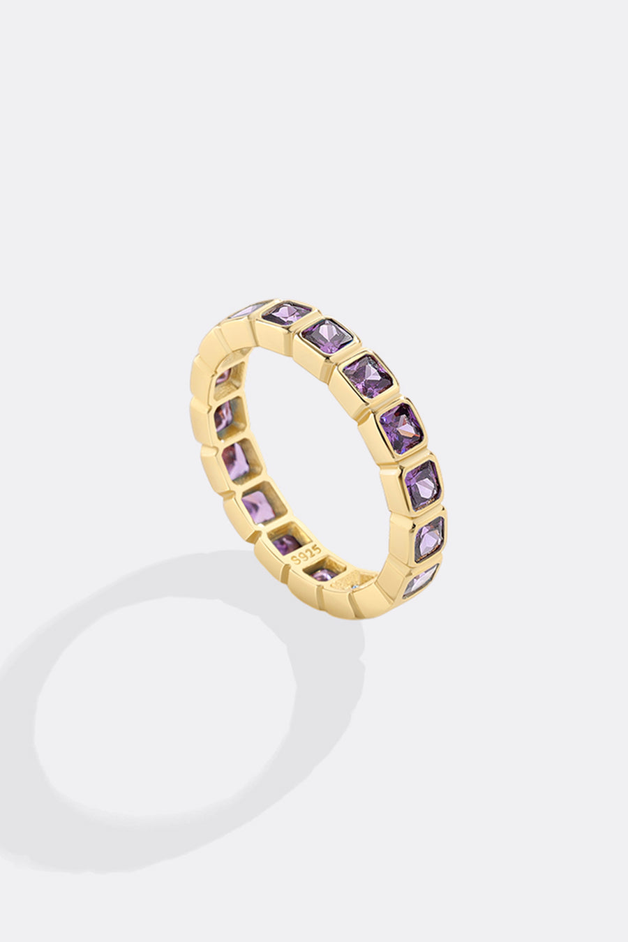 Emerald Cut Birthstone Eternity Ring