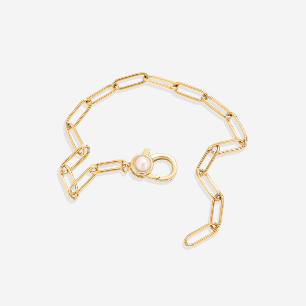 Paperclip-kjedearmbånd med en perle – bilde 4