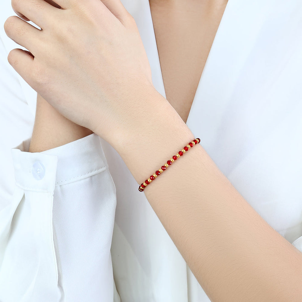 Armbånd med gullperler og månedsstein – bilde 4