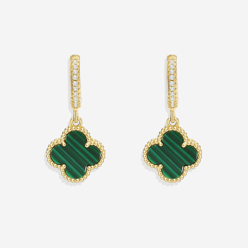 Pave Clover Drop Earrings