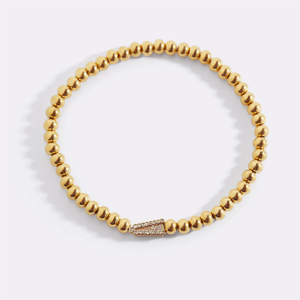 Mint & Lily Bracelet à Perles avec Initiale Diamant Élastique
