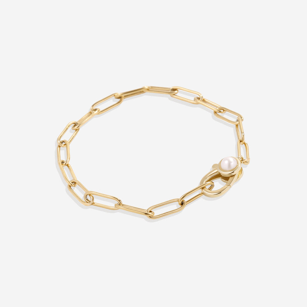 Paperclip-kjedearmbånd med en perle – bilde 2