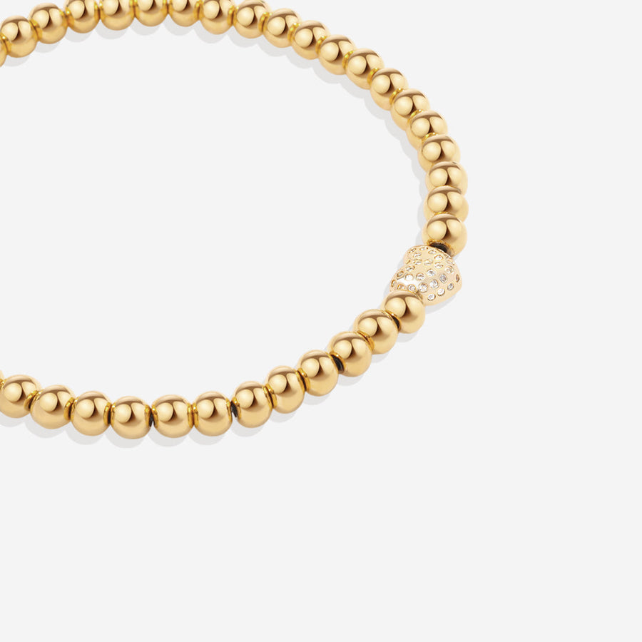 Armbånd med gullperler og pavé-hjerte – bilde 6