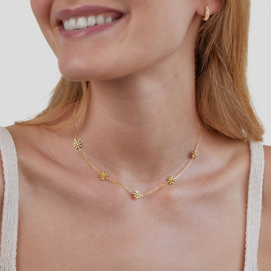 Halsband med små blommor guld – bild 6