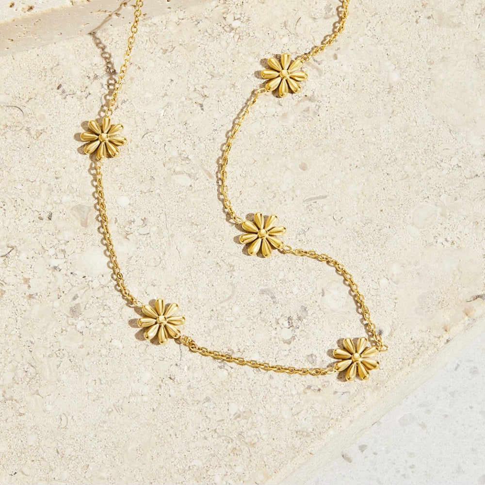 Halsband med små blommor guld – bild 4