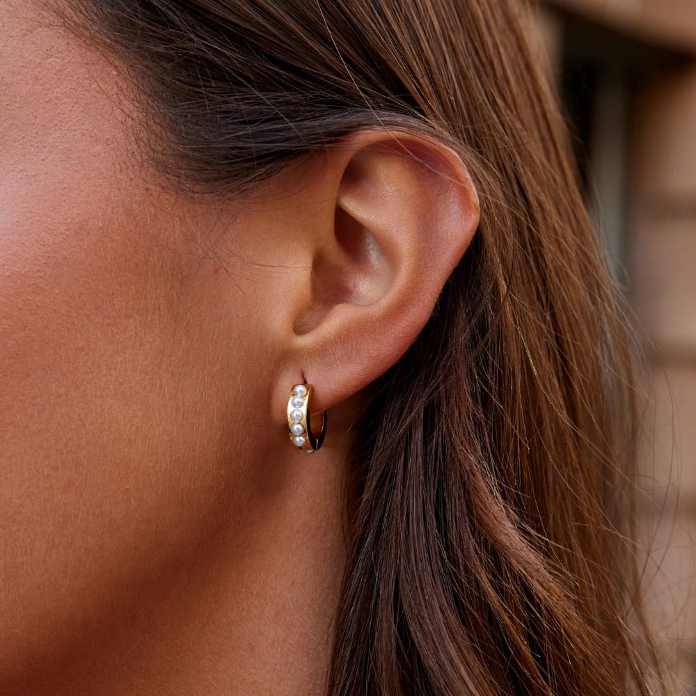 Eula gullfargede hoops med perle – bilde 2