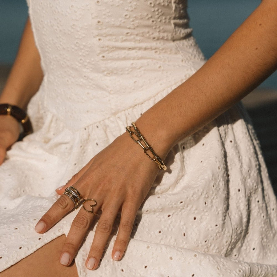 Jihan armband med grov kedja i rostfritt stål guld – bild 6
