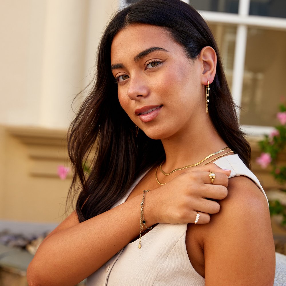 Kira gullfargede hoops med krystallheng – bilde 4