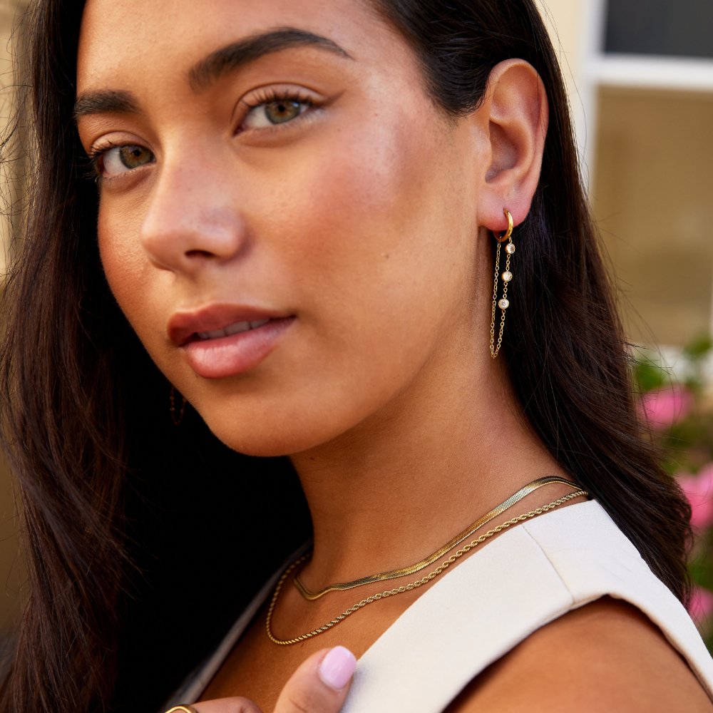 Kira gullfargede hoops med krystallheng – bilde 3