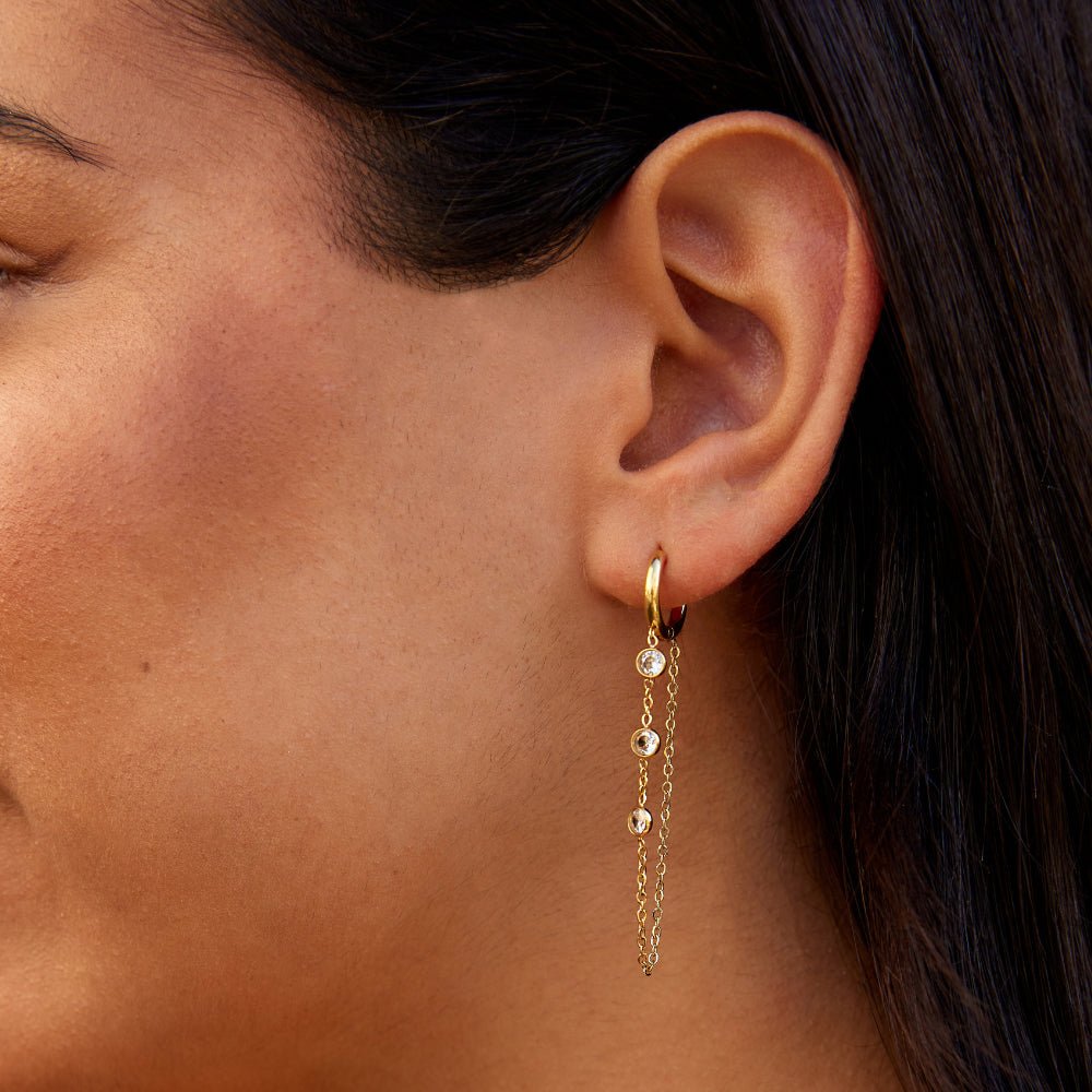 Kira gullfargede hoops med krystallheng – bilde 2