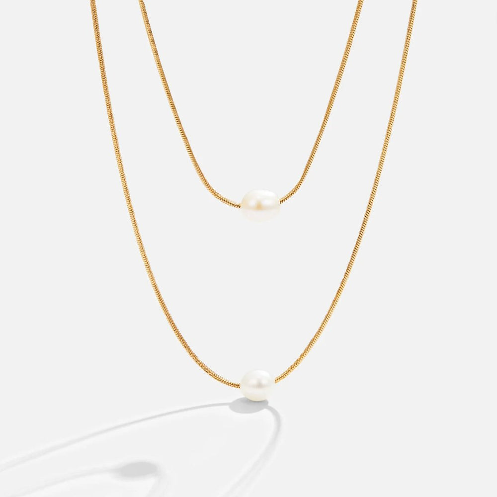 Lagrat halsband med sötvattenspärlor guld – bild 4