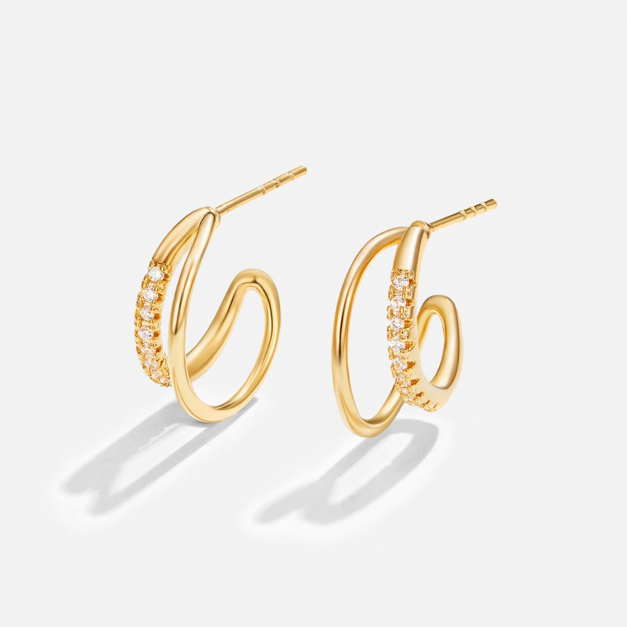 Leyla gullfargede doble hoops med zirkonia – bilde 5