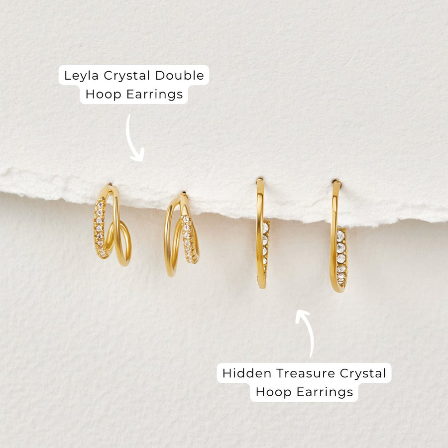 Leyla gullfargede doble hoops med zirkonia – bilde 7