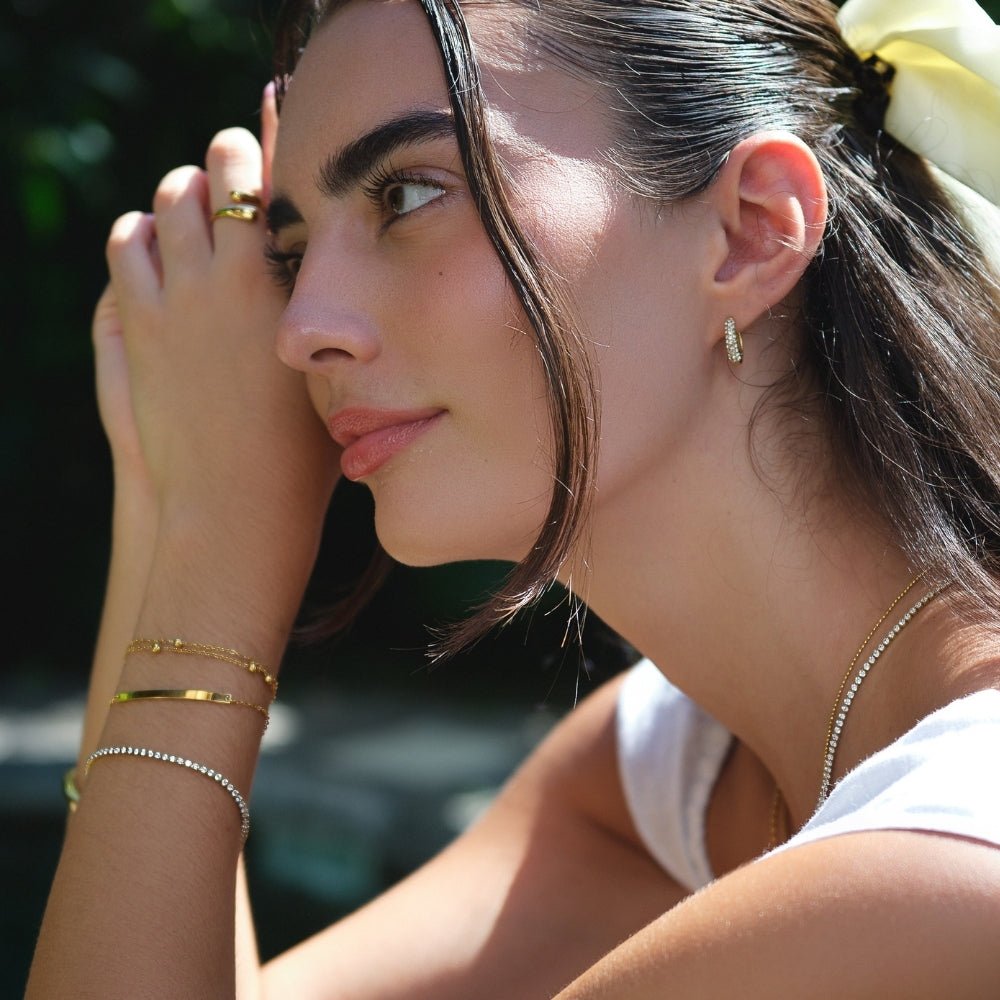 Lily gullfargede hoops med krystall – bilde 3
