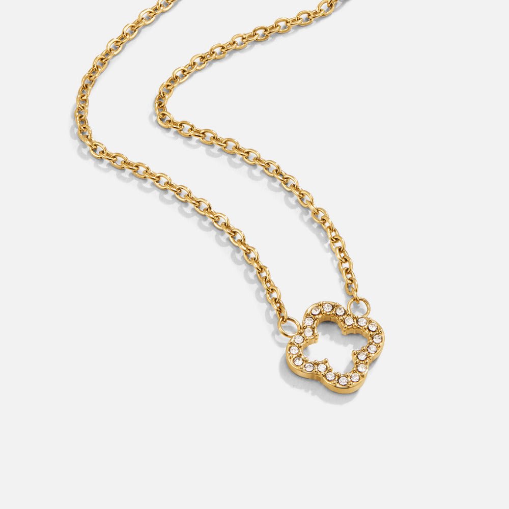 Halsband med kristallklöverhänge guld