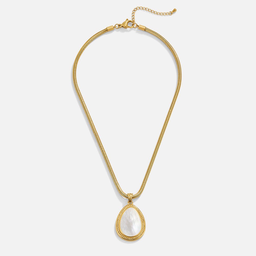 Halsband med droppe i pärlemor guld – bild 4