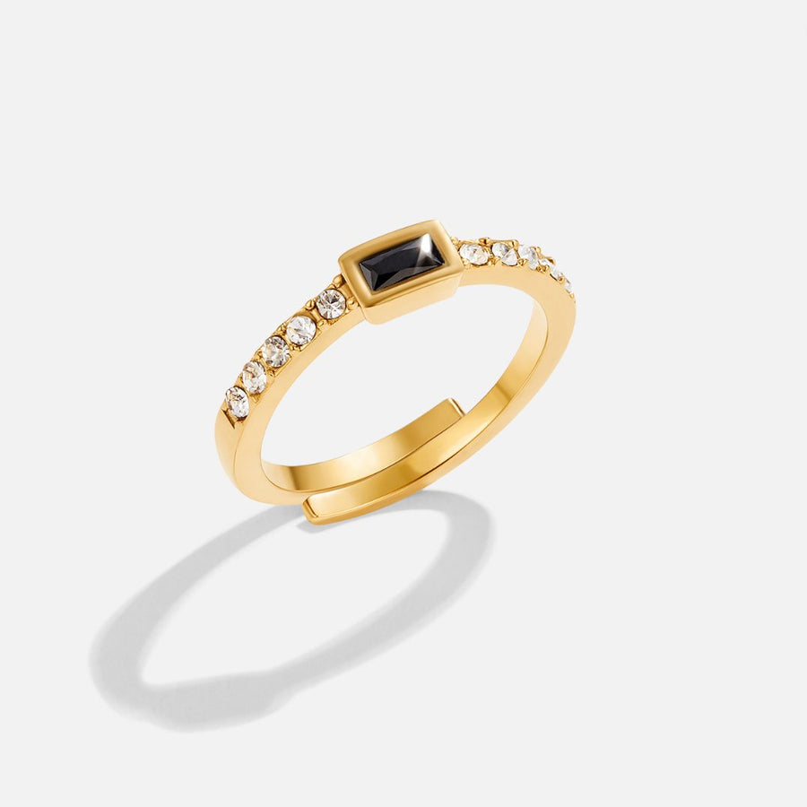 Gullfarget ring med svart krystall – bilde 5