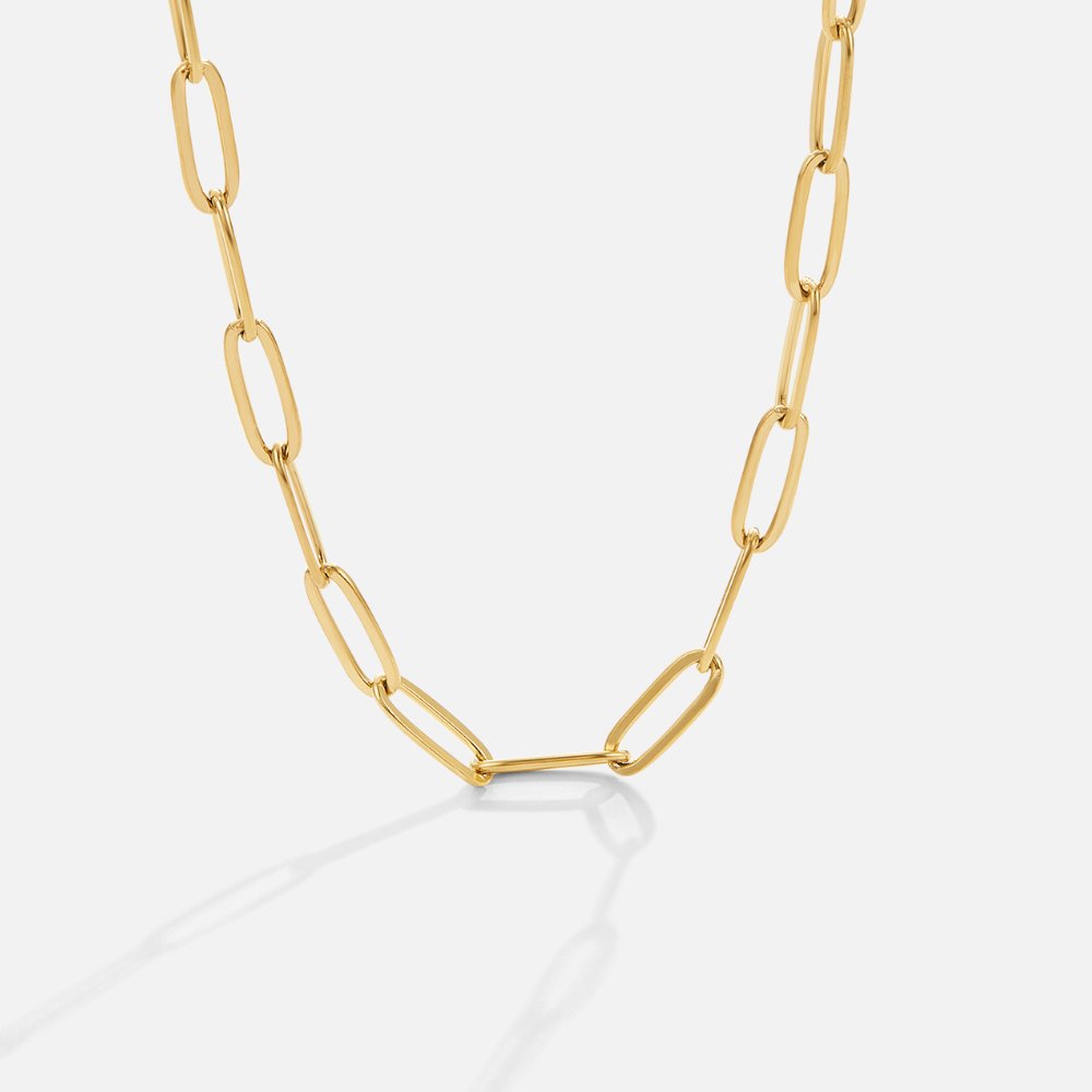 Gullfarget paperclip-kjede i 18K gullbelagt rustfritt stål