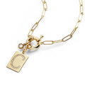 Collier initiale pavée — chaîne trombone