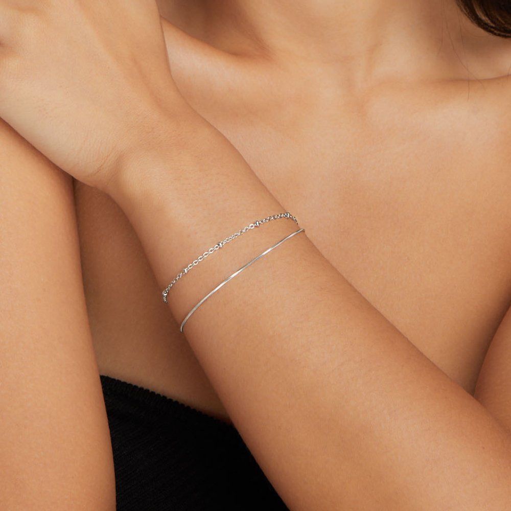 Pia sølvfarget lagdelt armbånd i rustfritt stål – bilde 2