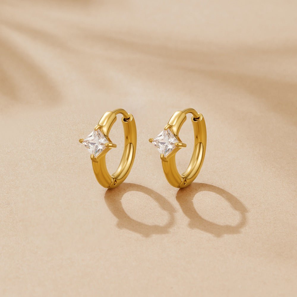 Roselle gullfargede mini-hoops med krystall