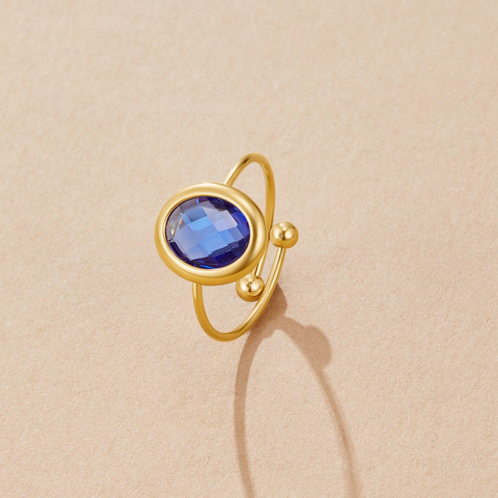 Justerbar ring med safirblå zirkonia guld – bild 3
