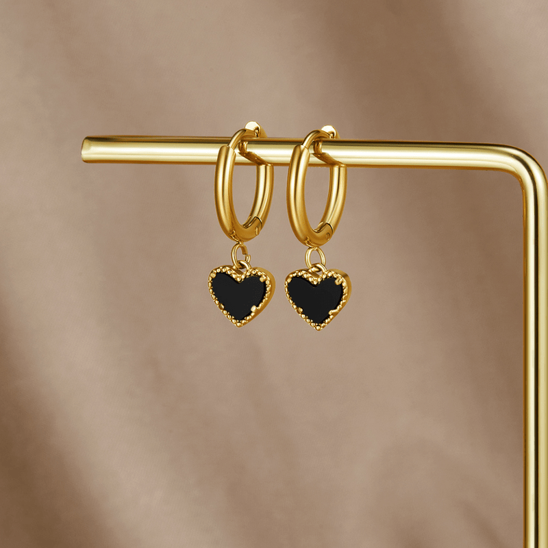 Shaded Hearts hoops med agat