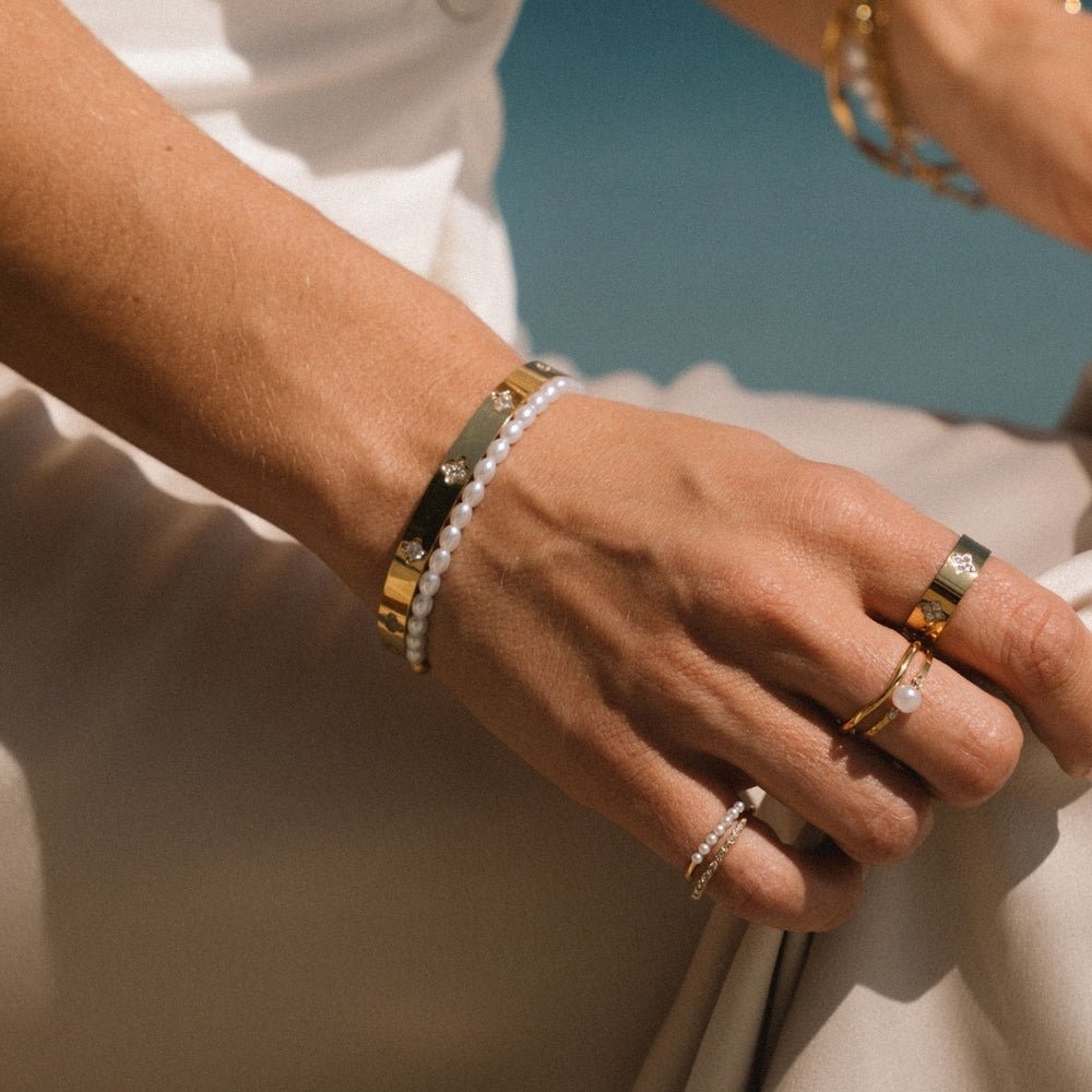 Temi guldpläterat armband med konstpärla – bild 3